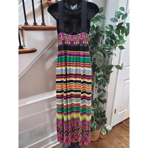 Emma & Michelle Women's Multicolor Halter Neck Sleeveless Long Maxi Dress Size M - Picture 3 of 10